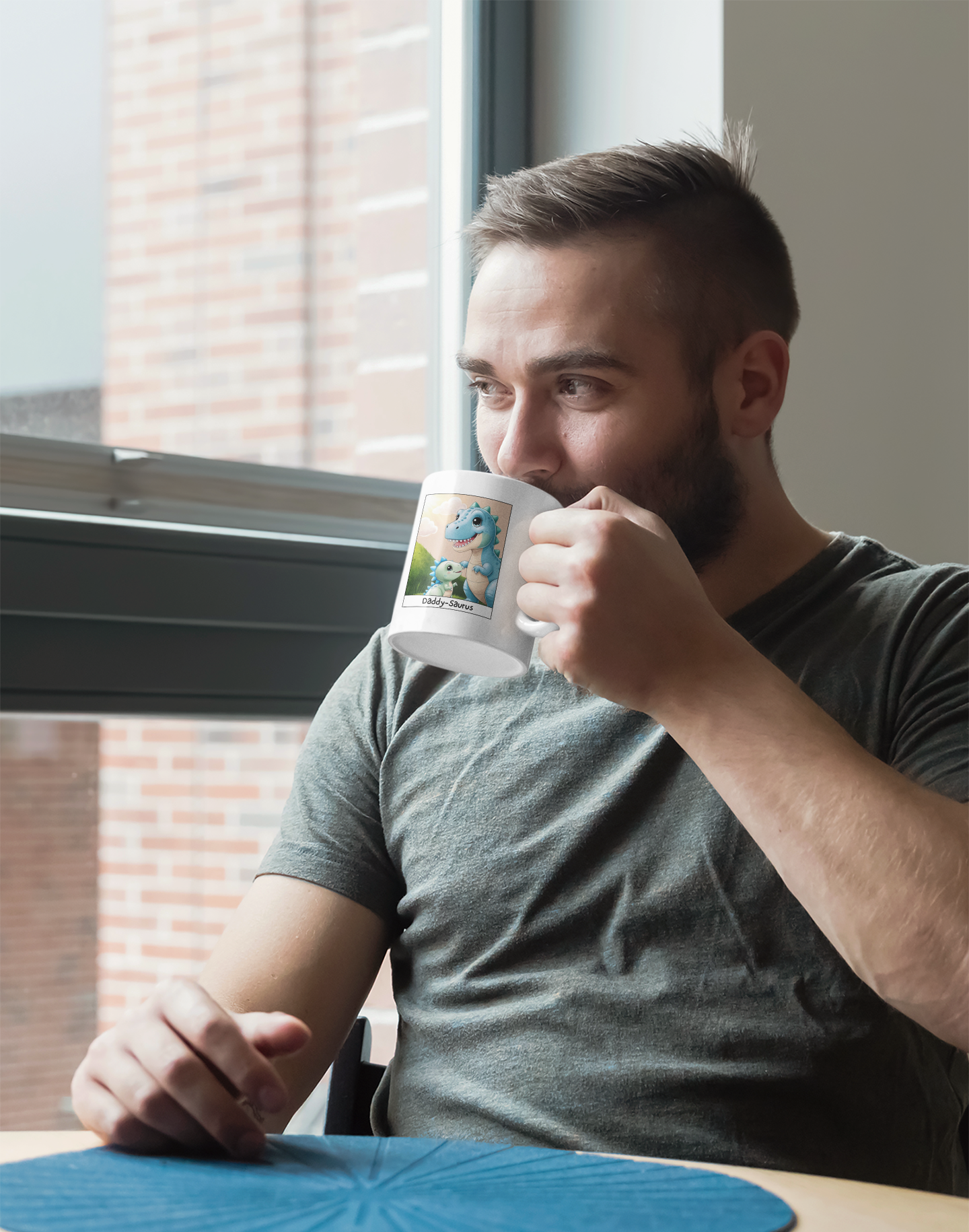 Daddy-Saurus White Glossy Mug