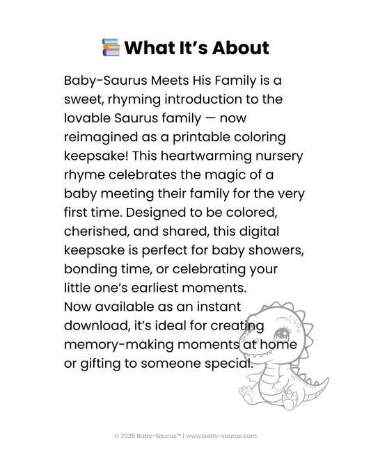 Baby-Saurus Meets His Family: Coloring Keepsake eBook