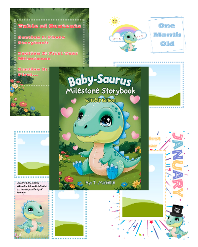 Baby-Saurus Milestone Storybook – Editable Edition