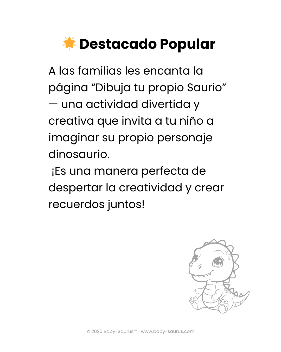 (Espanol) Bebe-Saurio Conoce a su familia: Recuerdo para Colorear