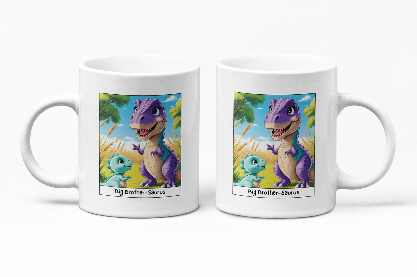 Big Brother-Saurus White glossy mug