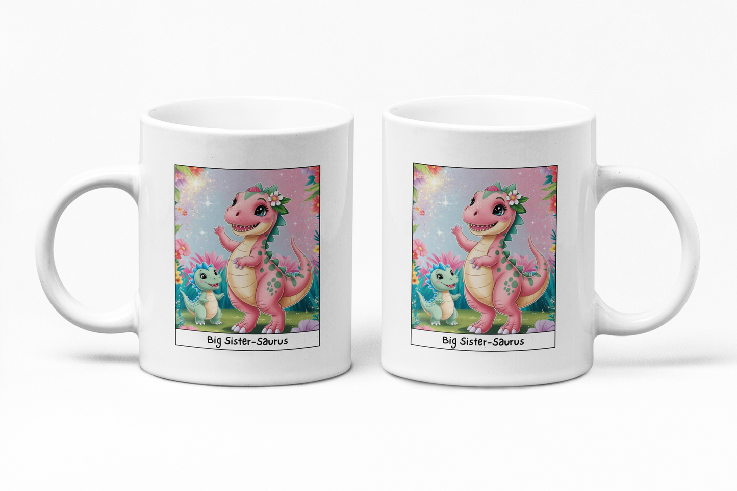 Big Sister-Saurus White glossy mug