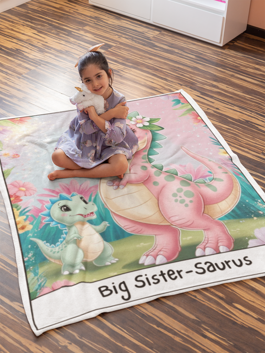 Big Sister-Saurus Sherpa Blanket (37 x 57)