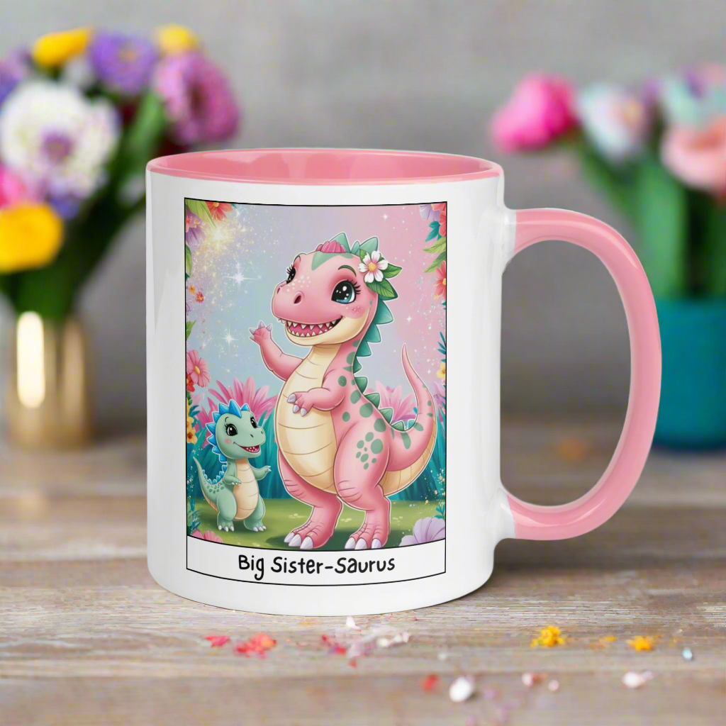 Big Sister-Saurus Mug with Color Inside