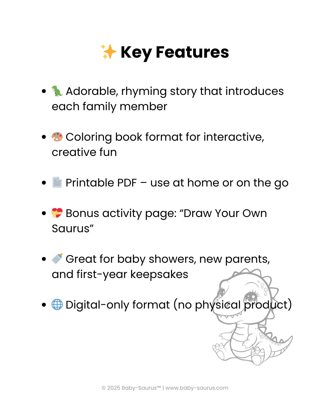 Baby-Saurus Meets His Family: Coloring Keepsake eBook
