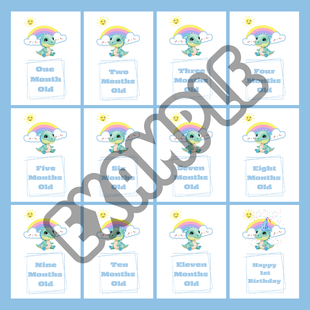Baby-Saurus Monthly Milestone Cards (Digital PDF)