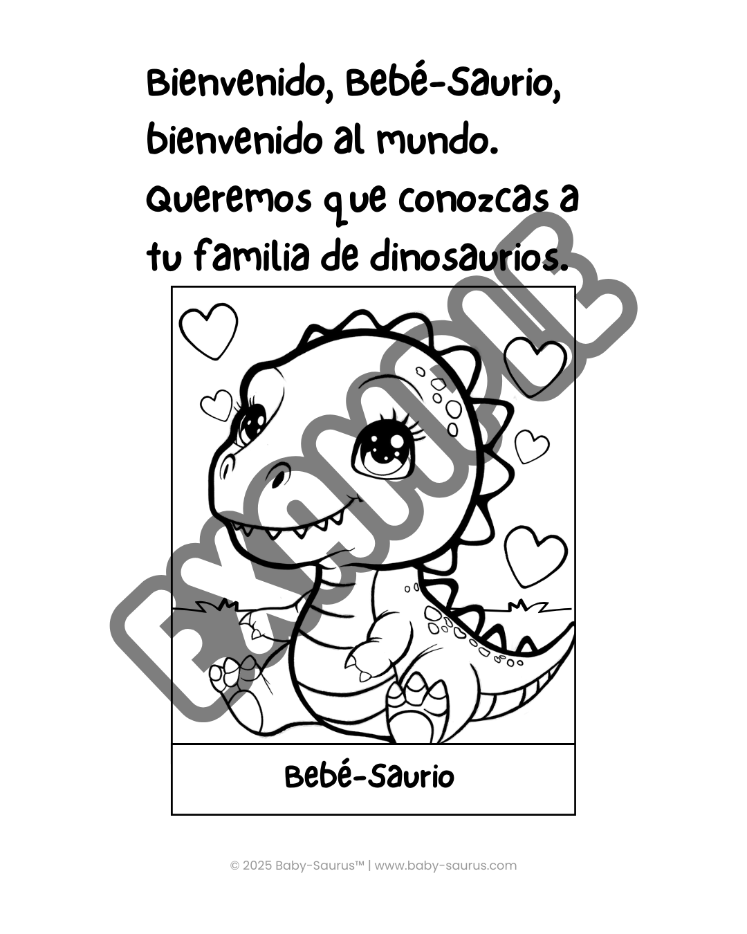 (Espanol) Bebe-Saurio Conoce a su familia: Recuerdo para Colorear